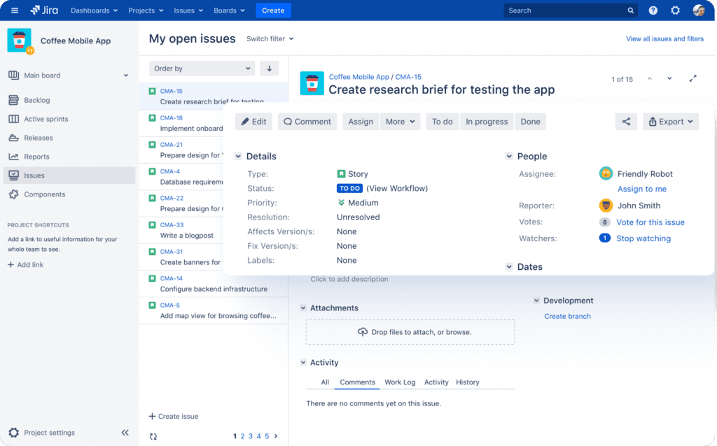 Jira  dashboard.